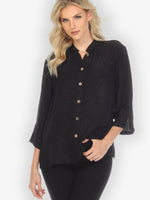Citron Solid Silk Blend Blouse in Black