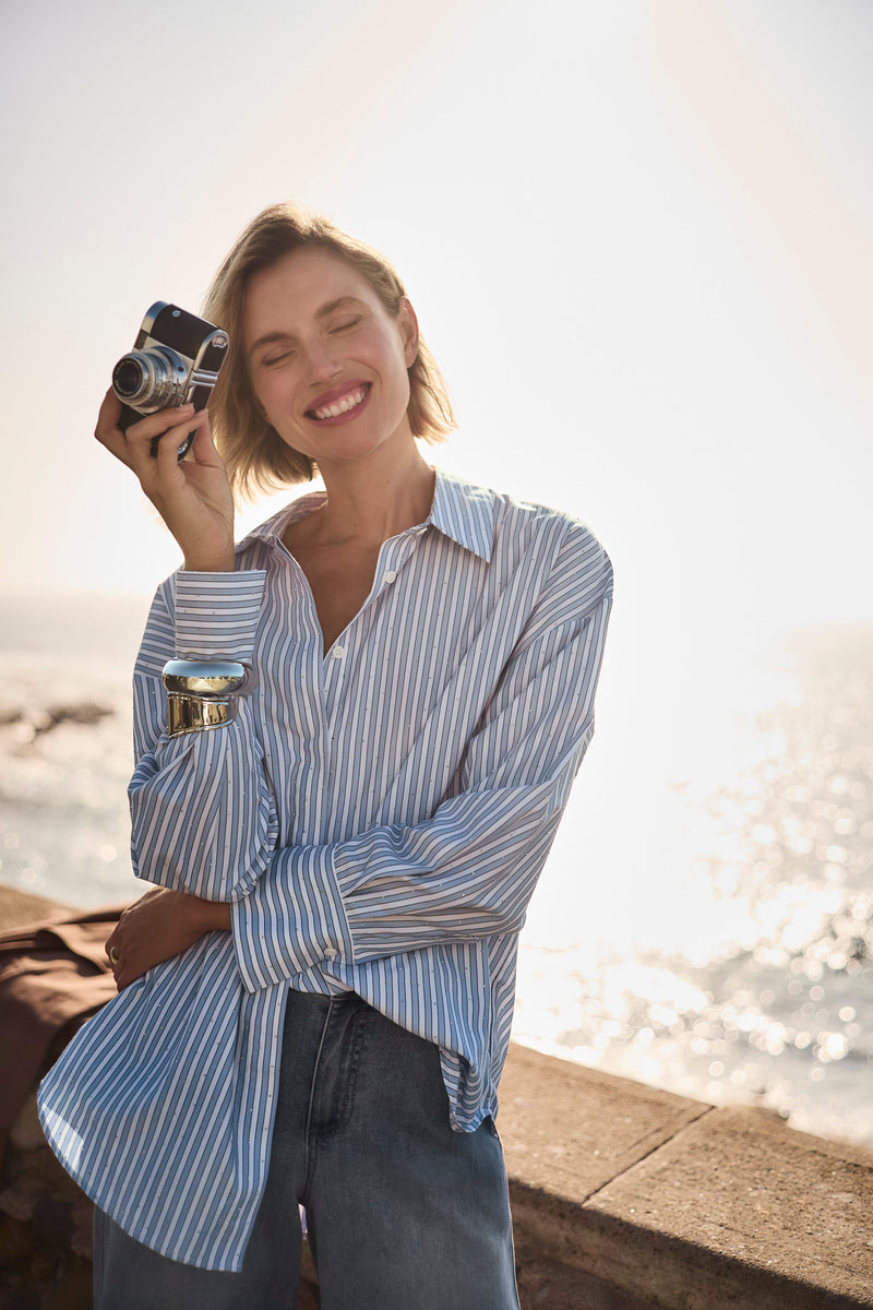 Joseph Ribkoff Striped Embellished Shirt