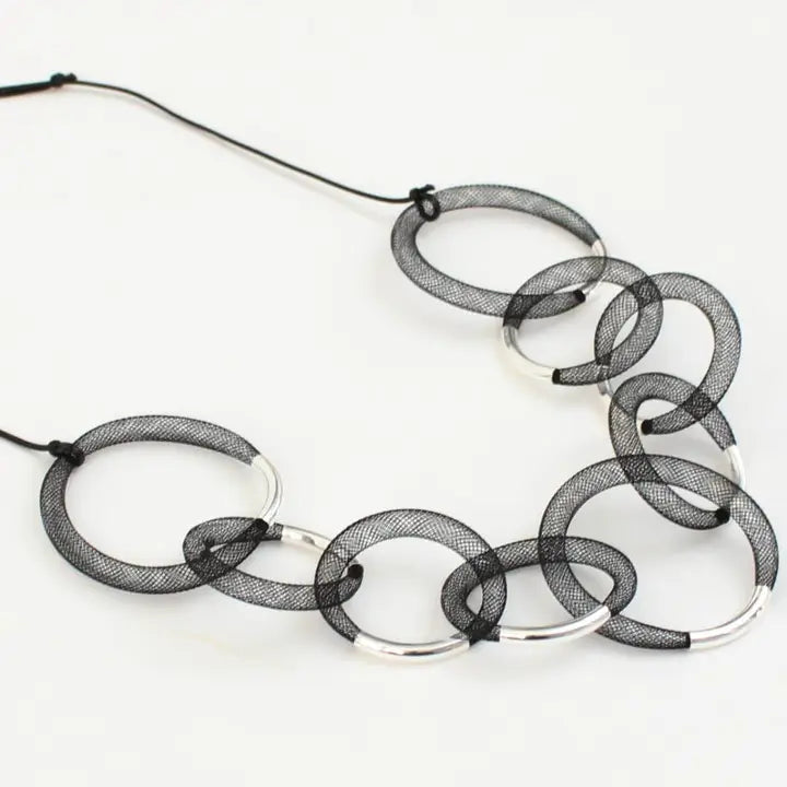 Black & Silver Mesh Statement Necklace
