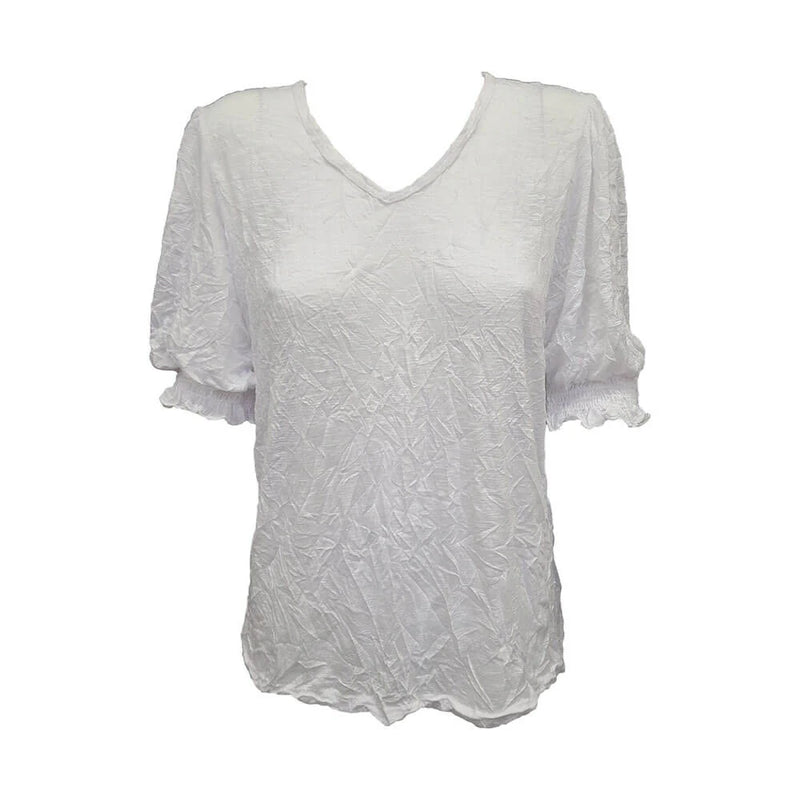 David Cline Shirred Sleeve Top in White SALE!