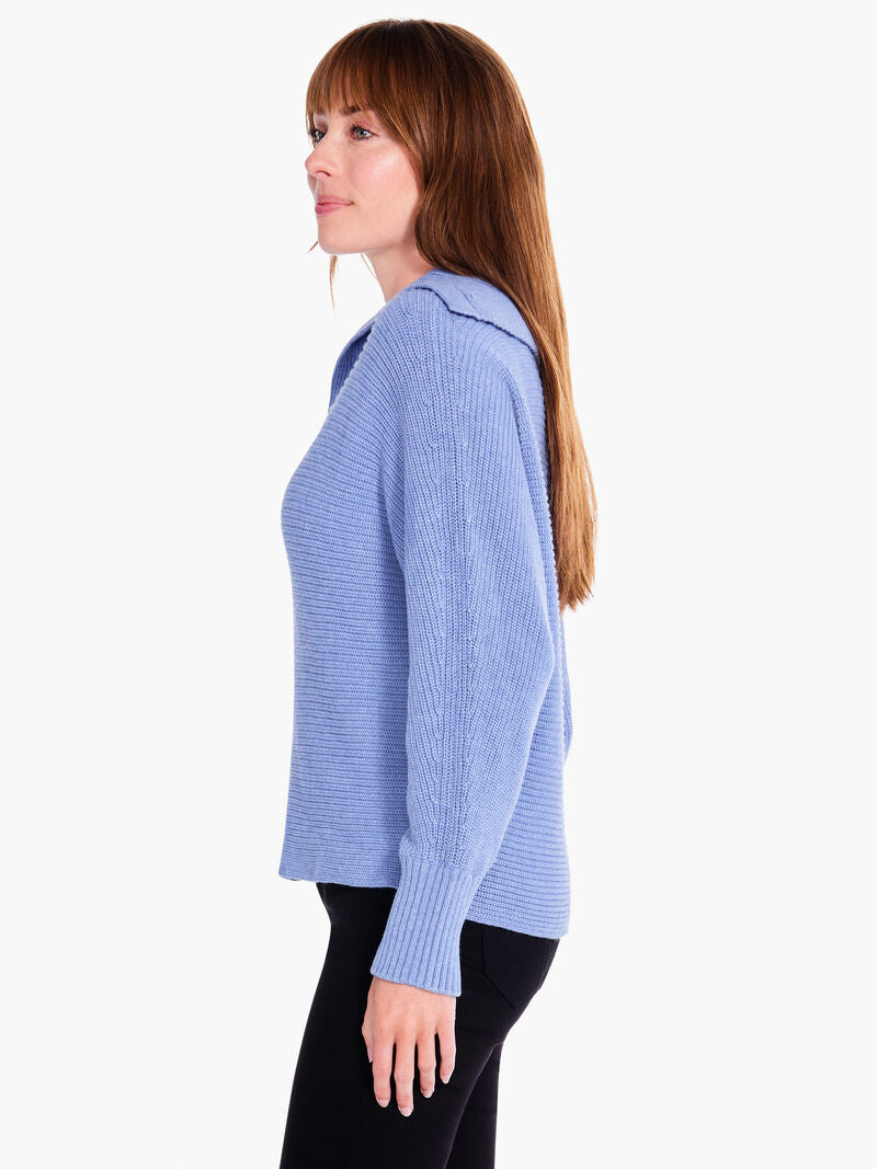 Nic + Zoe Drape Collar Shaker Sweater in Iris SALE!