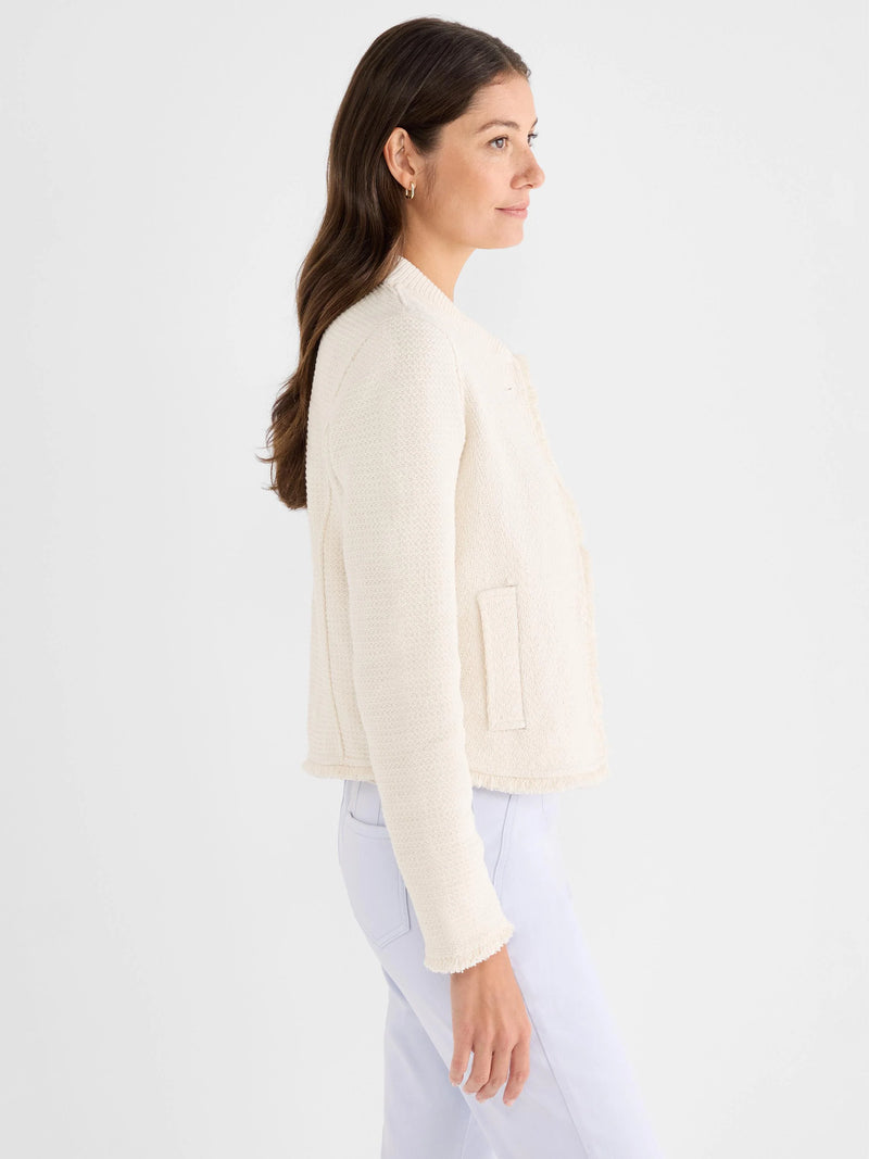 Nic + Zoe Fringe Mix Knit Bomber in Coconut SALE!