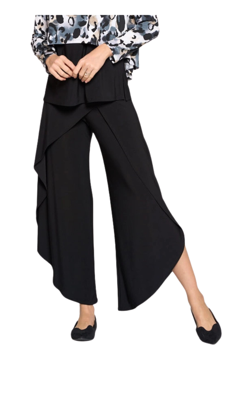 Asymmetrical Hem Wrapped Pant in Black