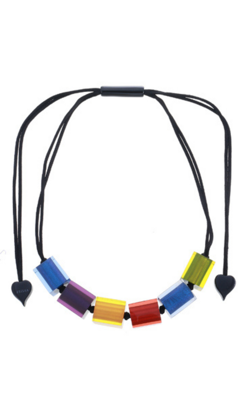 Zsiska Colorful Cubes Necklace in Spectrum