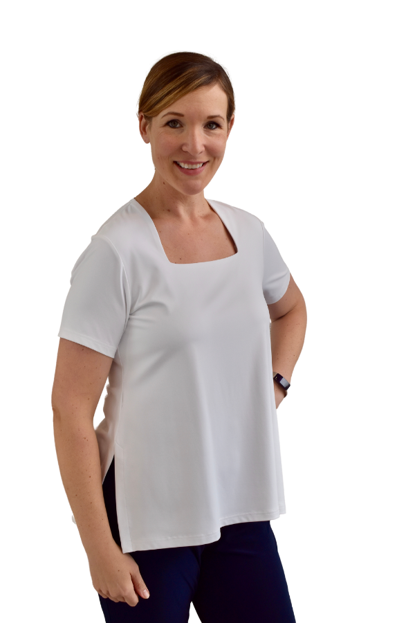 Sympli Square Neck Pullover in White