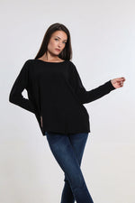 Tees by Tina Seriously Soft Jewel Neck Sweater in Black