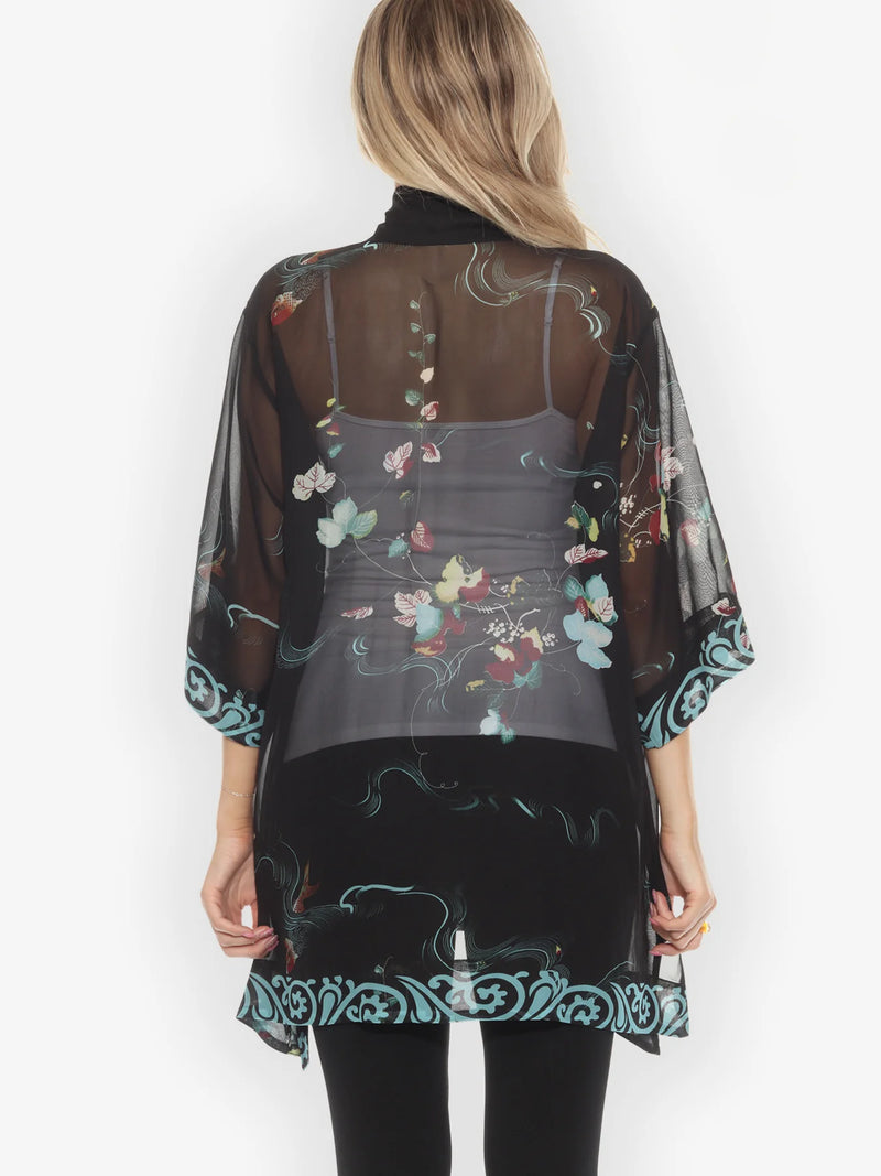 Citron Koi and Leaves Kimono