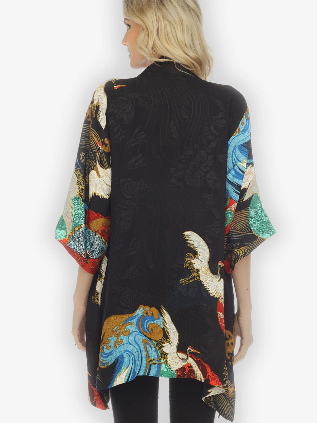 Sun Wave Crane Silk Kimono