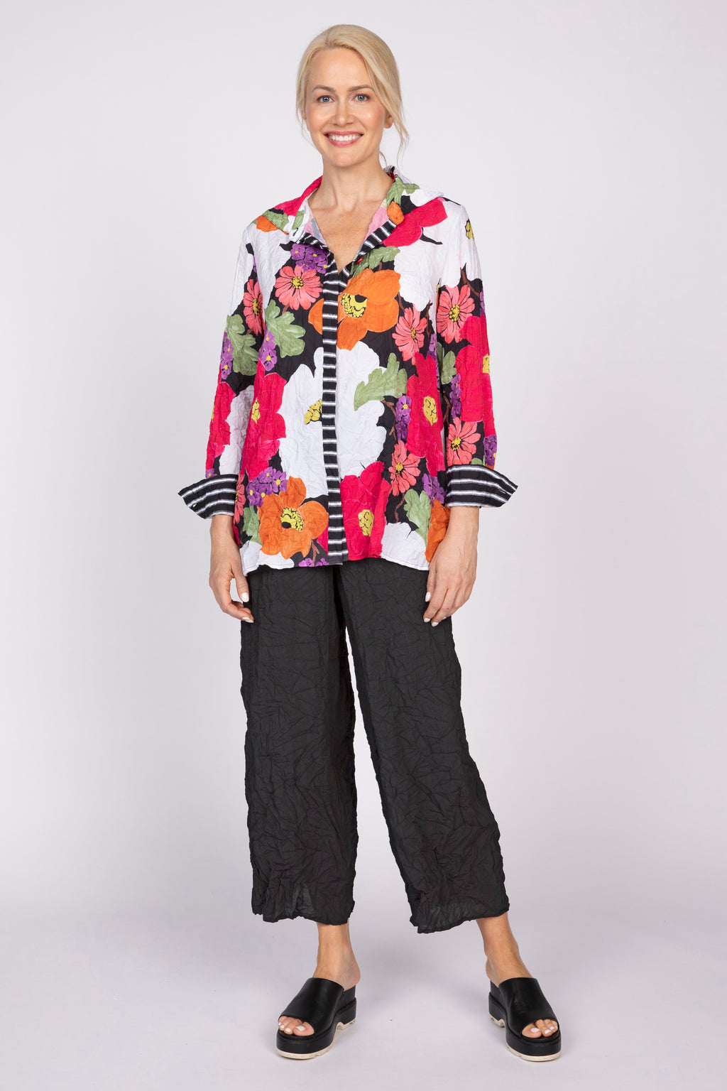 Olivia by Habitat Crimped Crepe Mixed Shirt - Harper Greer