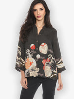 Ocean Wave Royal Silk Blouse