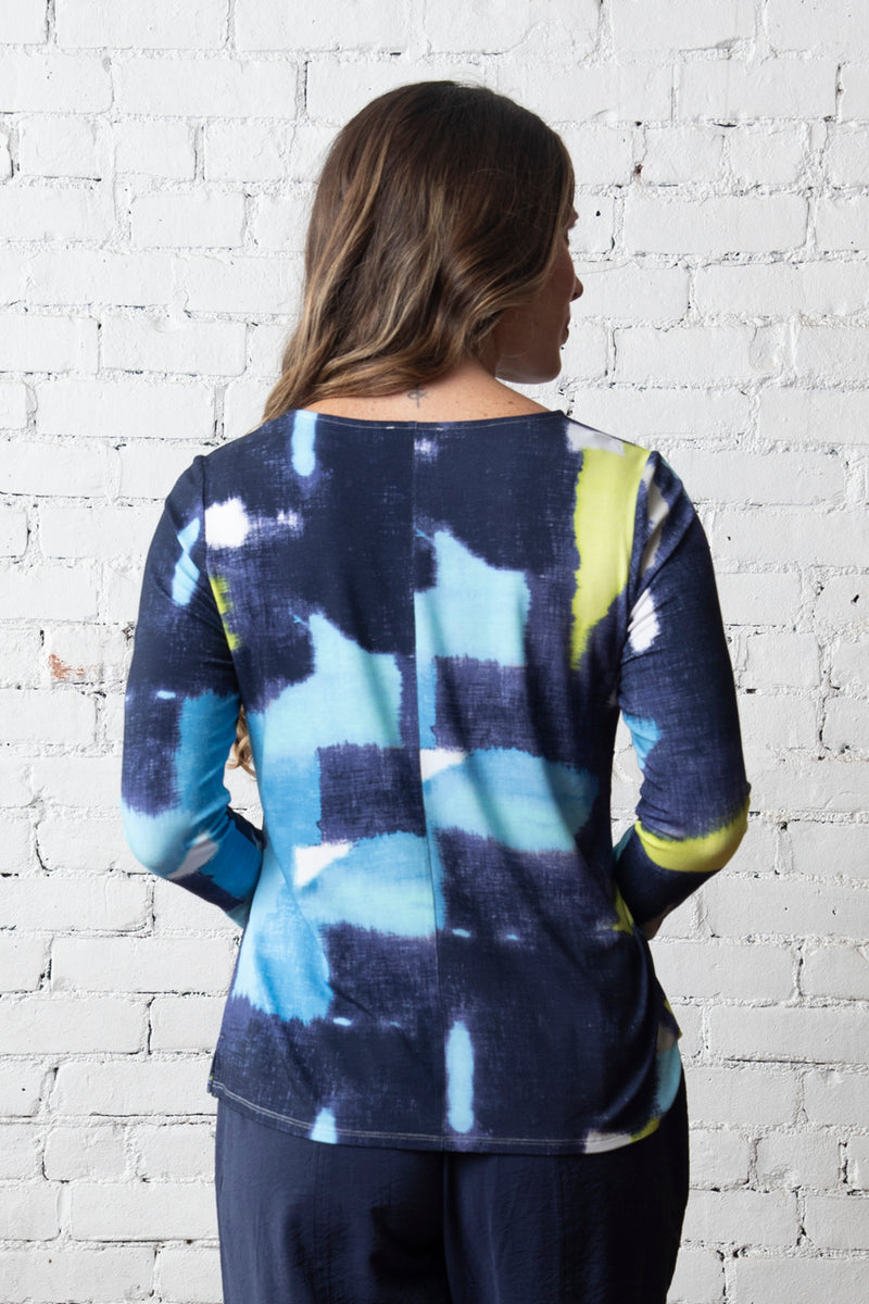 Olivia by Habitat Arthouse Knits Ikat Easy Tee in Navy