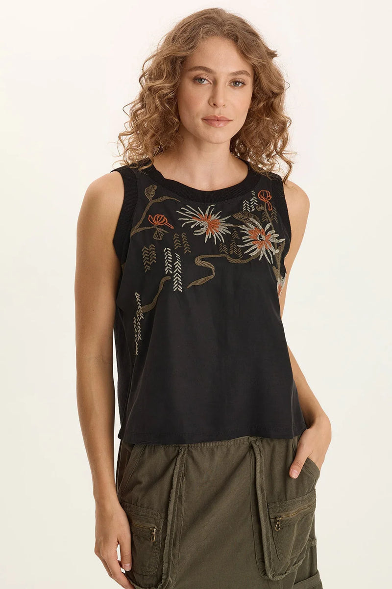 XCVI Embroidered Katrine Tank in Black