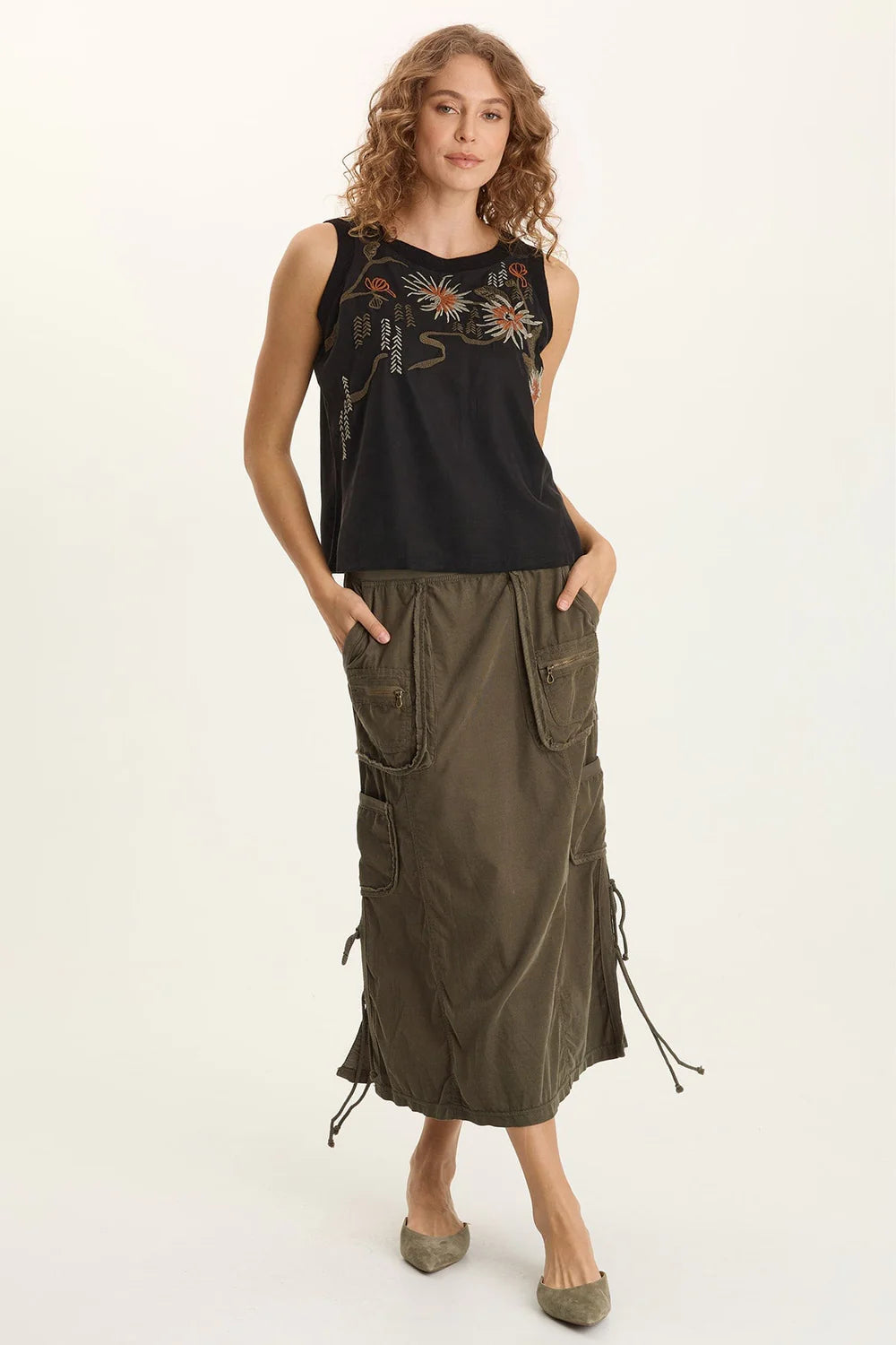 XCVI Embroidered Katrine Tank in Black