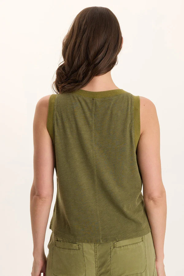 XCVI Embroidered Katrine Tank in Thicket Pigment