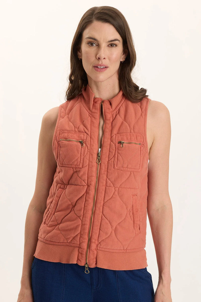 XCVI Aeric Quilted Vest in Papaver