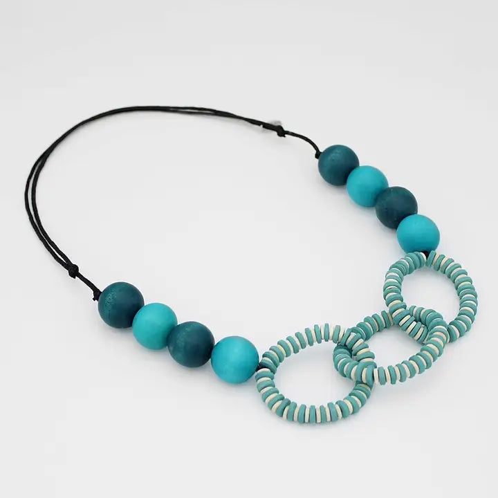 Aqua Beaded Link Necklace