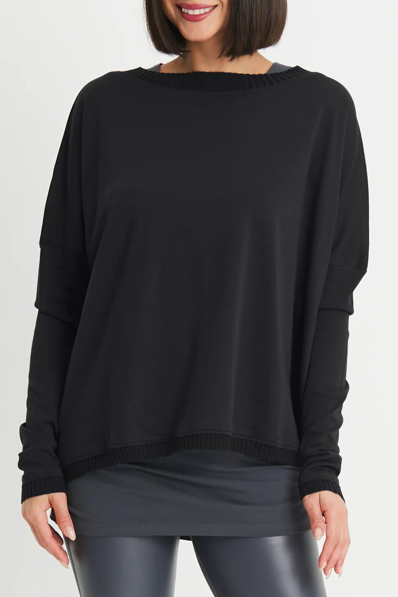 Planet Off the Shoulder Tee in Black