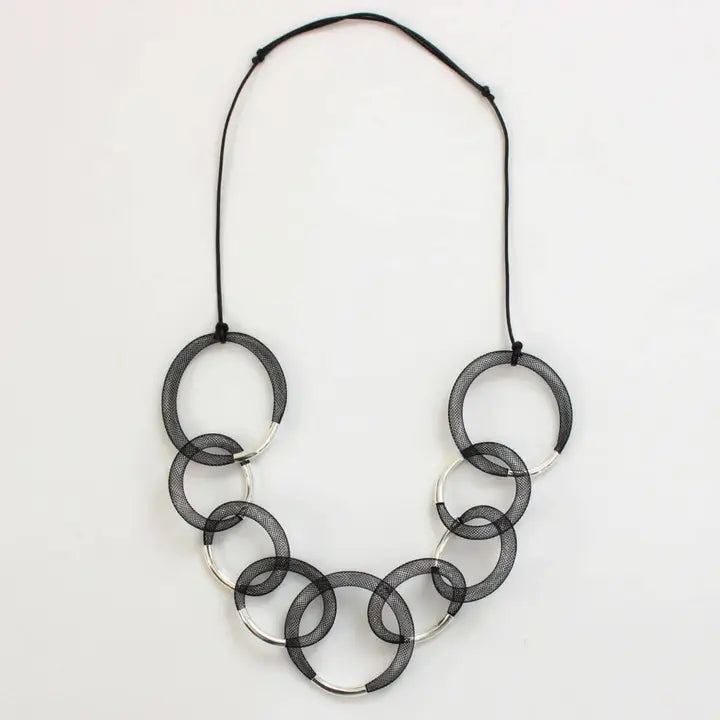 Black & Silver Mesh Statement Necklace
