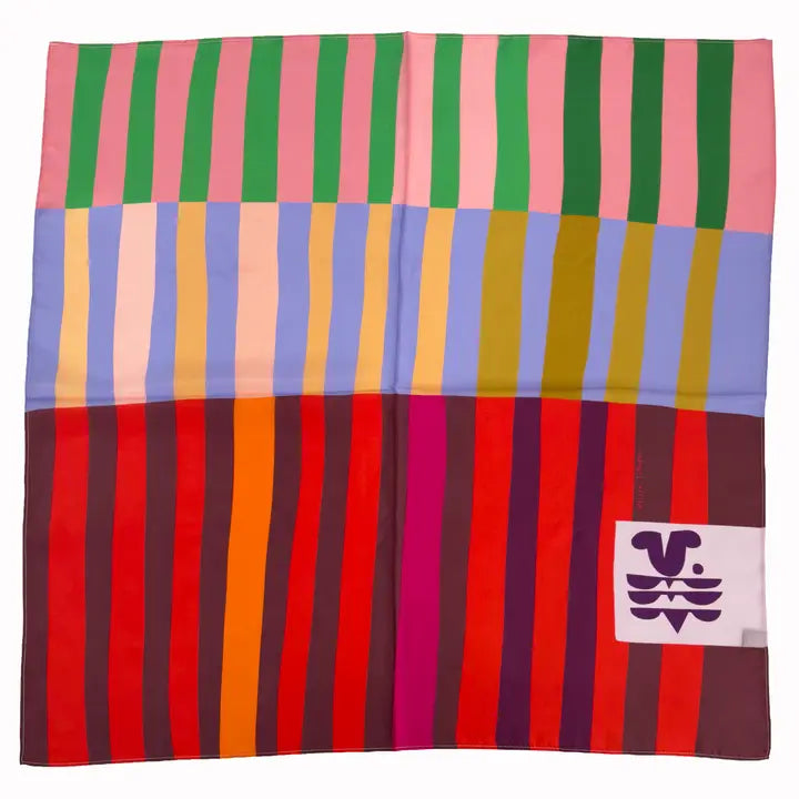 Red Colorblock Silk Scarf - Harper Greer