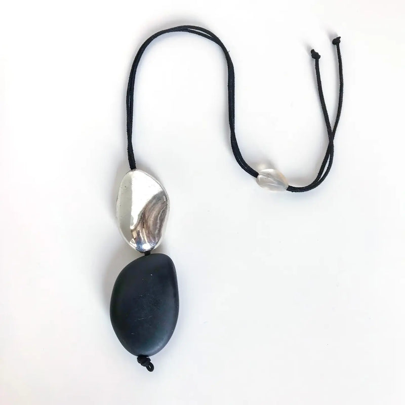 Resin Two River Pebble Necklace
