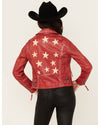 Mauritius Christy Leather Jacket in Red & Ivory