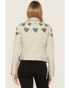 Mauritius Hearts Moto Leather Jacket in Off White & Grey