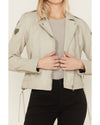 Mauritius Hearts Moto Leather Jacket in Off White & Grey