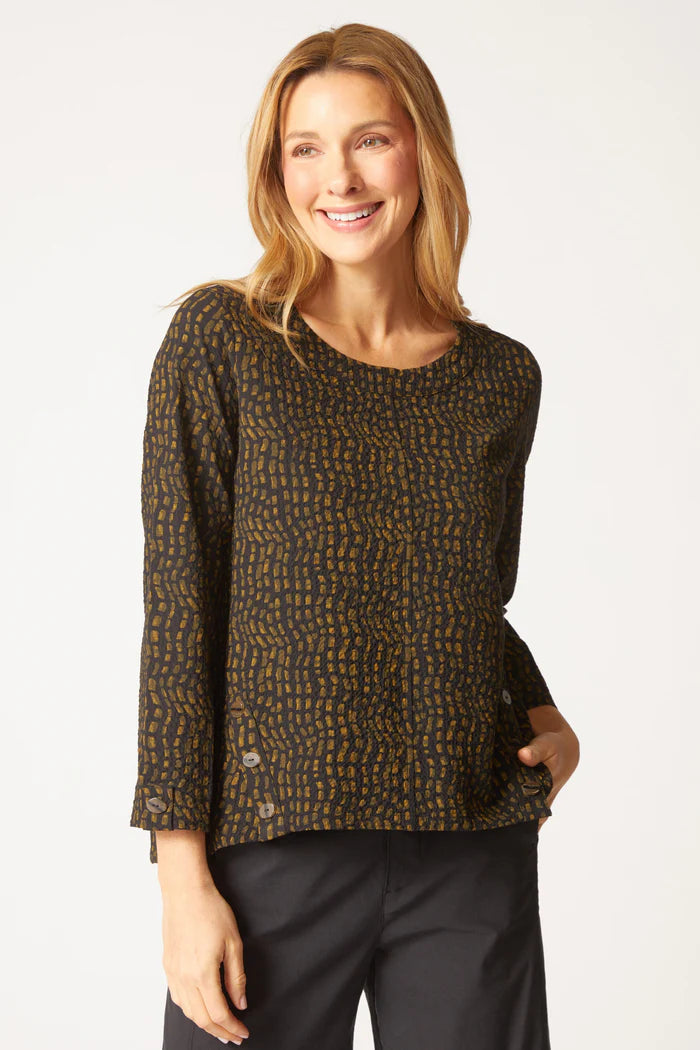 Habitat Crinkle Crepe Mosaic Pullover in Lichen