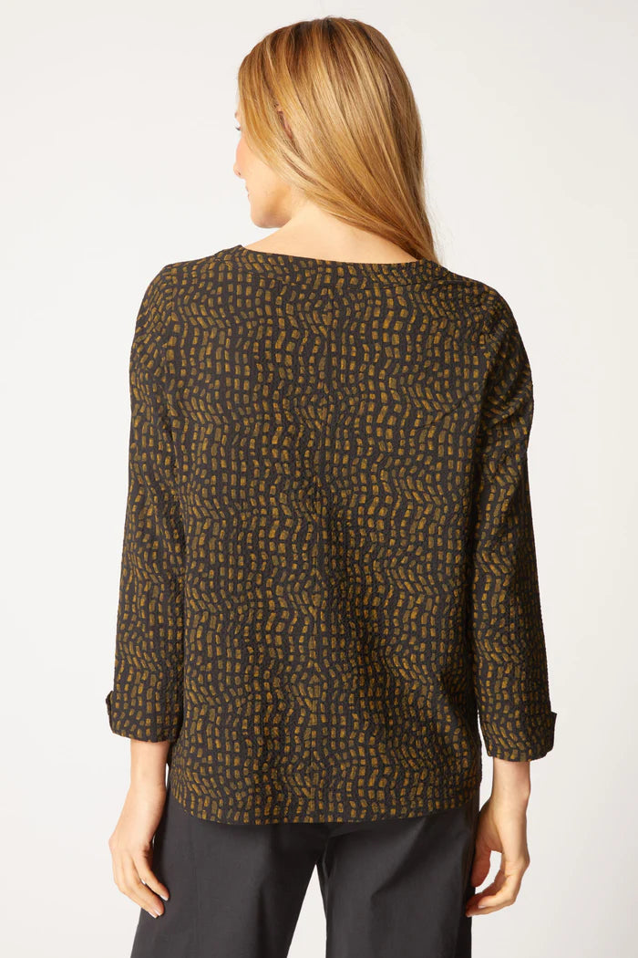 Habitat Crinkle Crepe Mosaic Pullover in Lichen