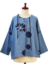 Mao Mam Half Button Pullover in Blue