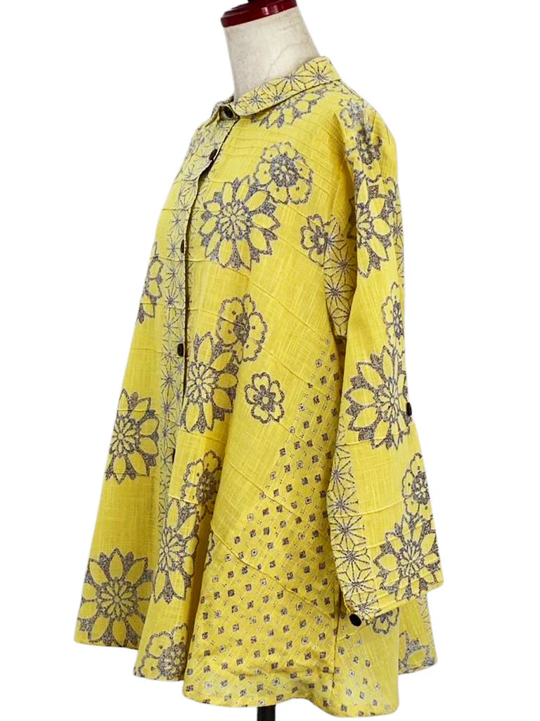 Mona Lisa Pintuck Jacket in Mustard