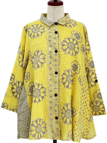 Mona Lisa Pintuck Jacket in Mustard