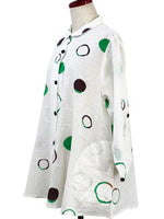 Mona Lisa Pin Tuck Jacket in Natural Multi Circles Print