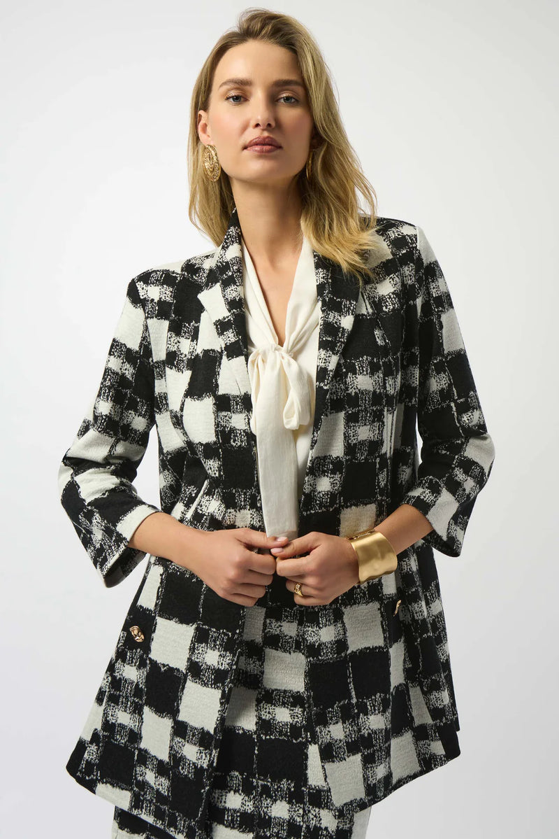 Joseph Ribkoff Printed Plaid A-Line Jacket
