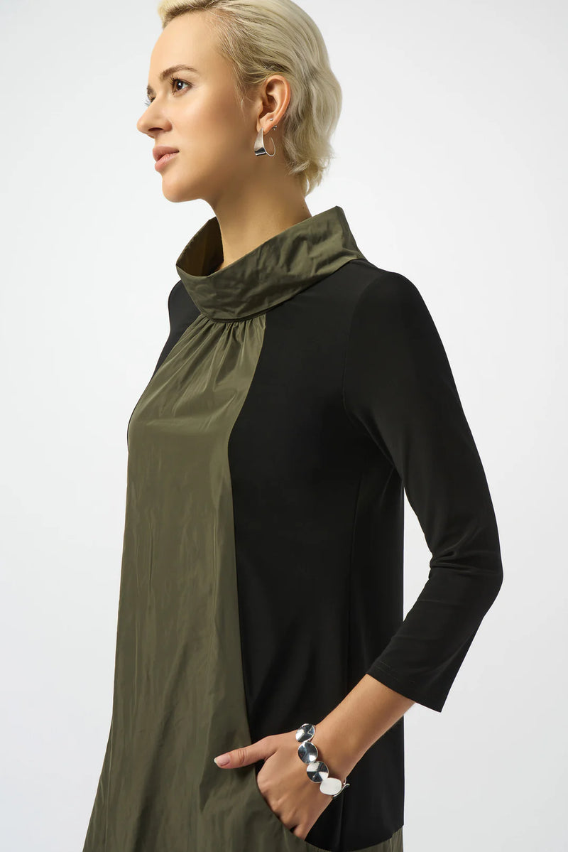 Joseph Ribkoff Black/Avocado Color Block Dress