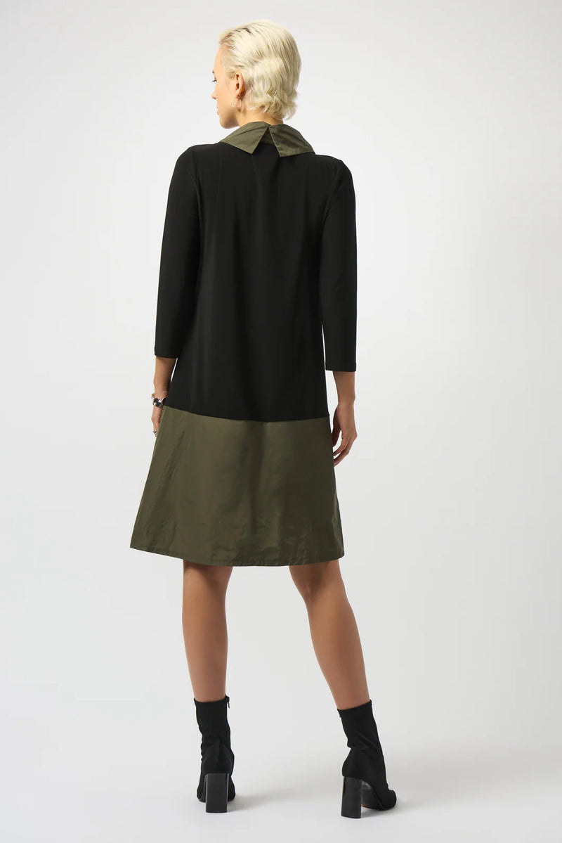 Joseph Ribkoff Black/Avocado Color Block Dress