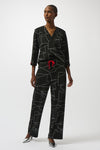 Joseph Ribkoff Edgy Geometric Drawstring Trousers