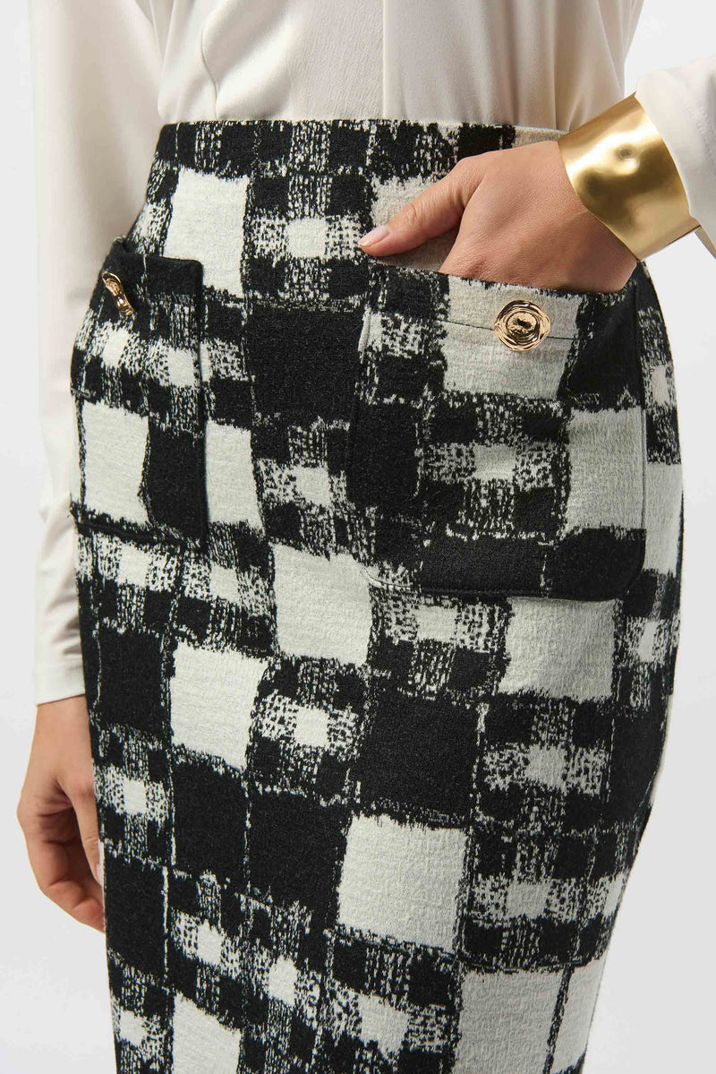 Joseph Ribkoff Checkered Pencil Mini Skirt