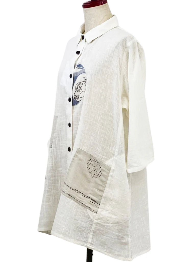 Mona Lisa Circle Patch Jacket in Natural