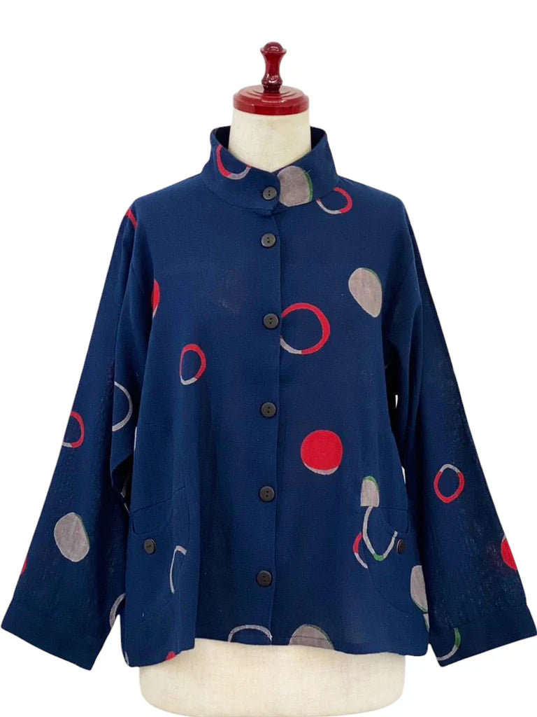 Mona Lisa Circle Pocket Jacket in Dark Blue