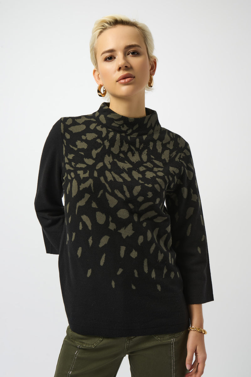 Joseph Ribkoff Animal Print Mock Turtleneck Sweater