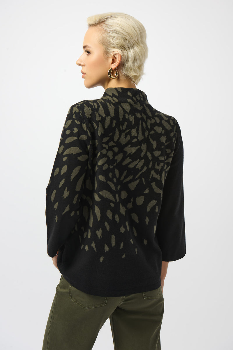 Joseph Ribkoff Animal Print Mock Turtleneck Sweater