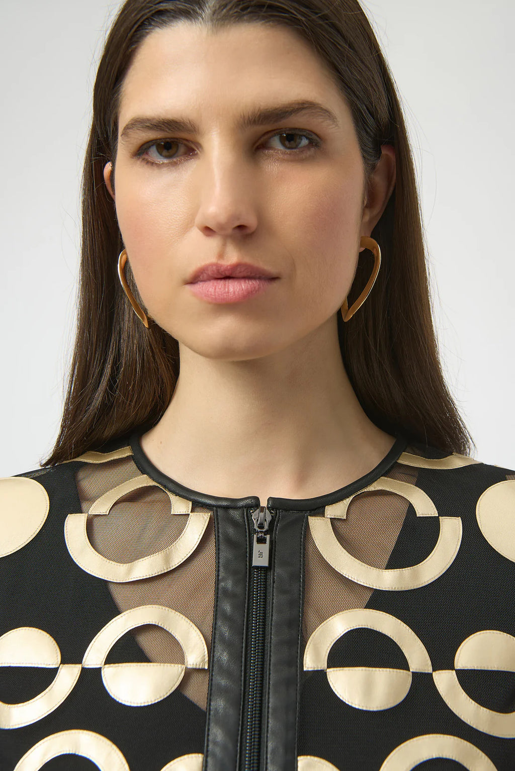 Joseph Ribkoff Mesh & Leatherette Jacket