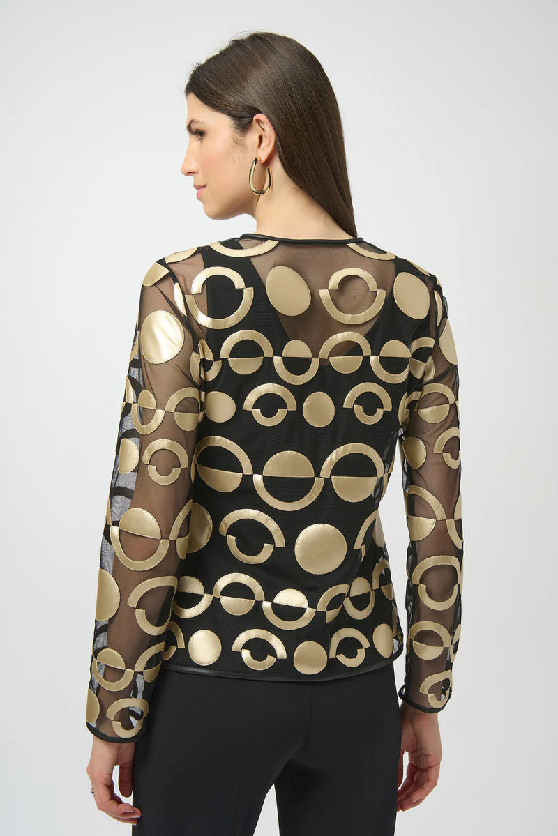 Joseph Ribkoff Mesh & Leatherette Jacket