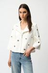 Joseph Ribkoff Faux Suede Jacket in Vanilla