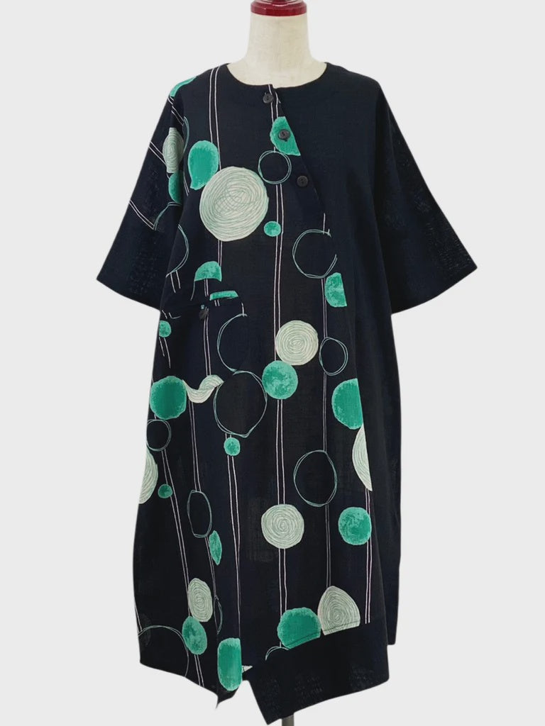 MONA LISA CIRCLE POCKET ASYMMETRICAL DRESS - Harper Greer