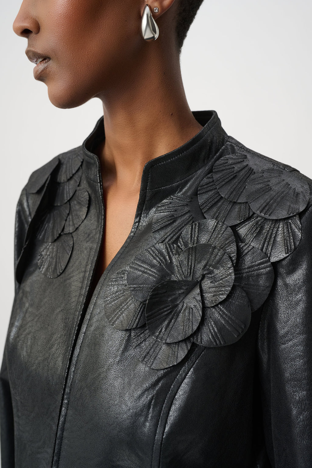 JOSEPH RIBKOFF EDGY LEATHER COLLARED JACKET - Harper Greer