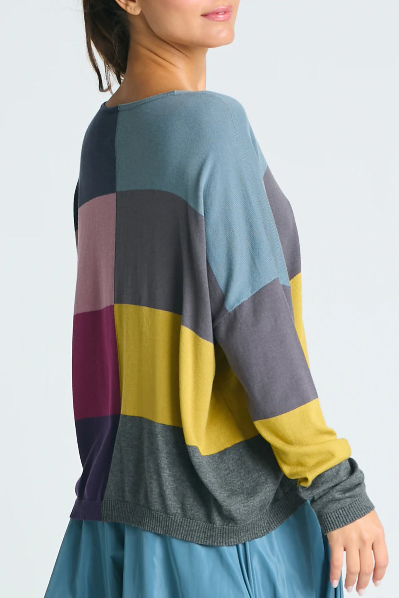 Planet Patchwork V Neck Sweater