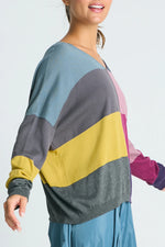Planet Patchwork V Neck Sweater