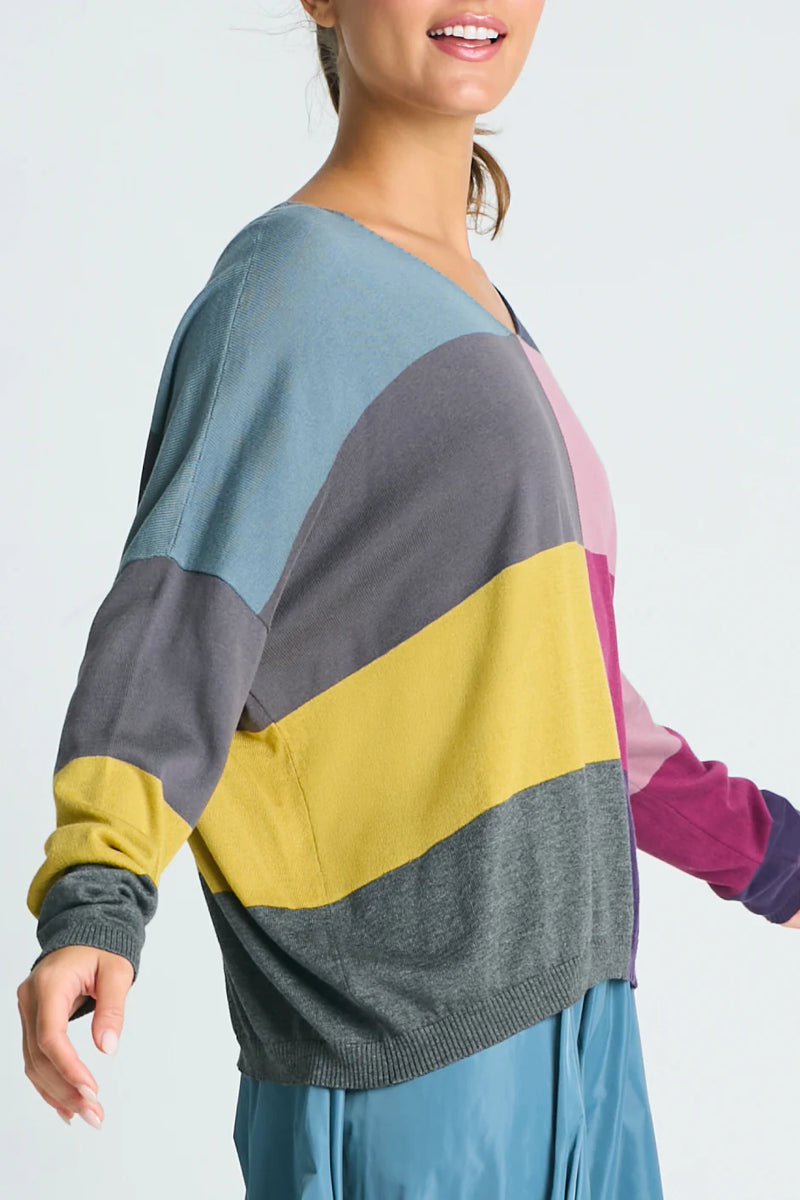 Planet Patchwork V Neck Sweater